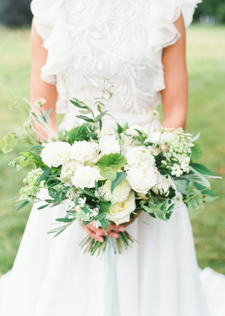 Bridal bouquet with season flowers and foilage.